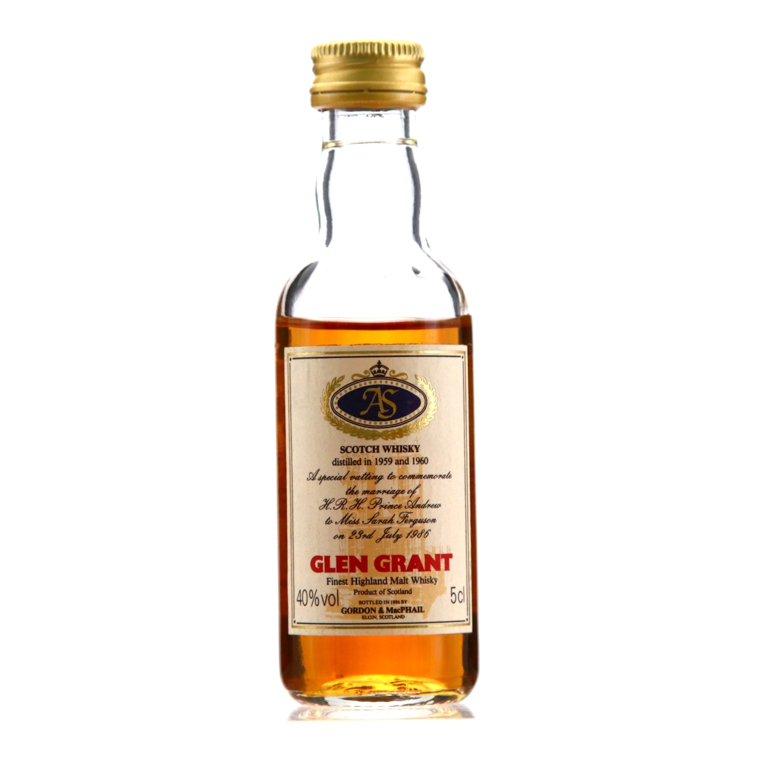 Glen Grant 1959/1960 Gordon and MacPhail Royal Marriage 1986 Miniature