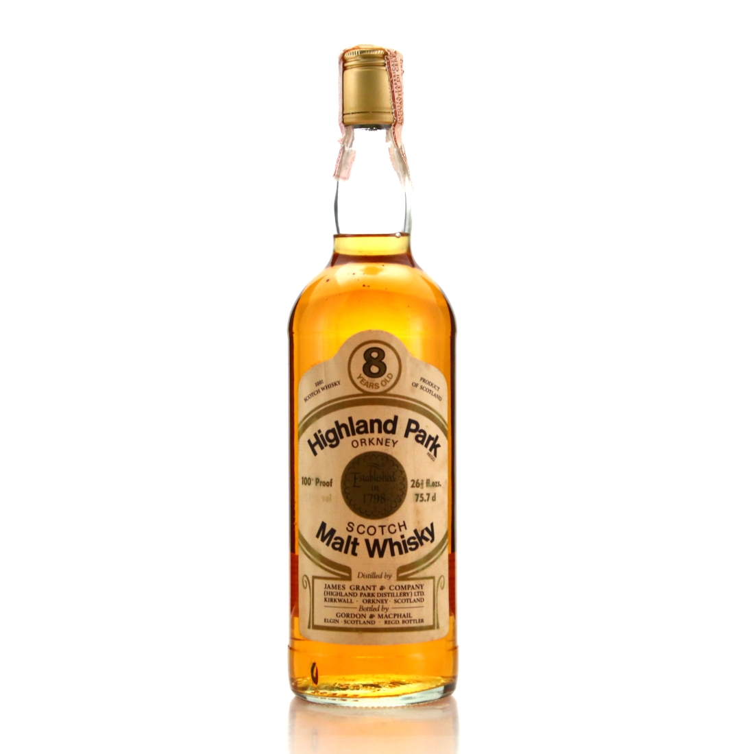 Highland Park 8 Year Old Gordon and MacPhail 100 Proof 1970s
