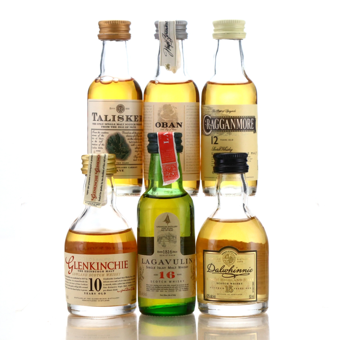 Single Malt Whisky Miniatures x 6 / Includes Lagavulin 16 Year Old