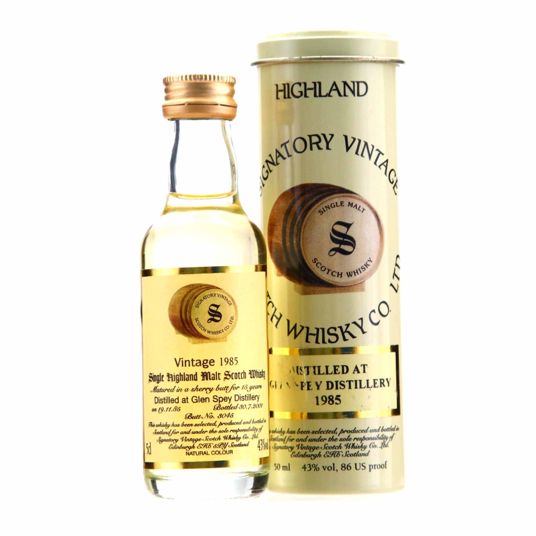 Glen Spey 1985 Signatory Vintage 15 Year Old Miniature