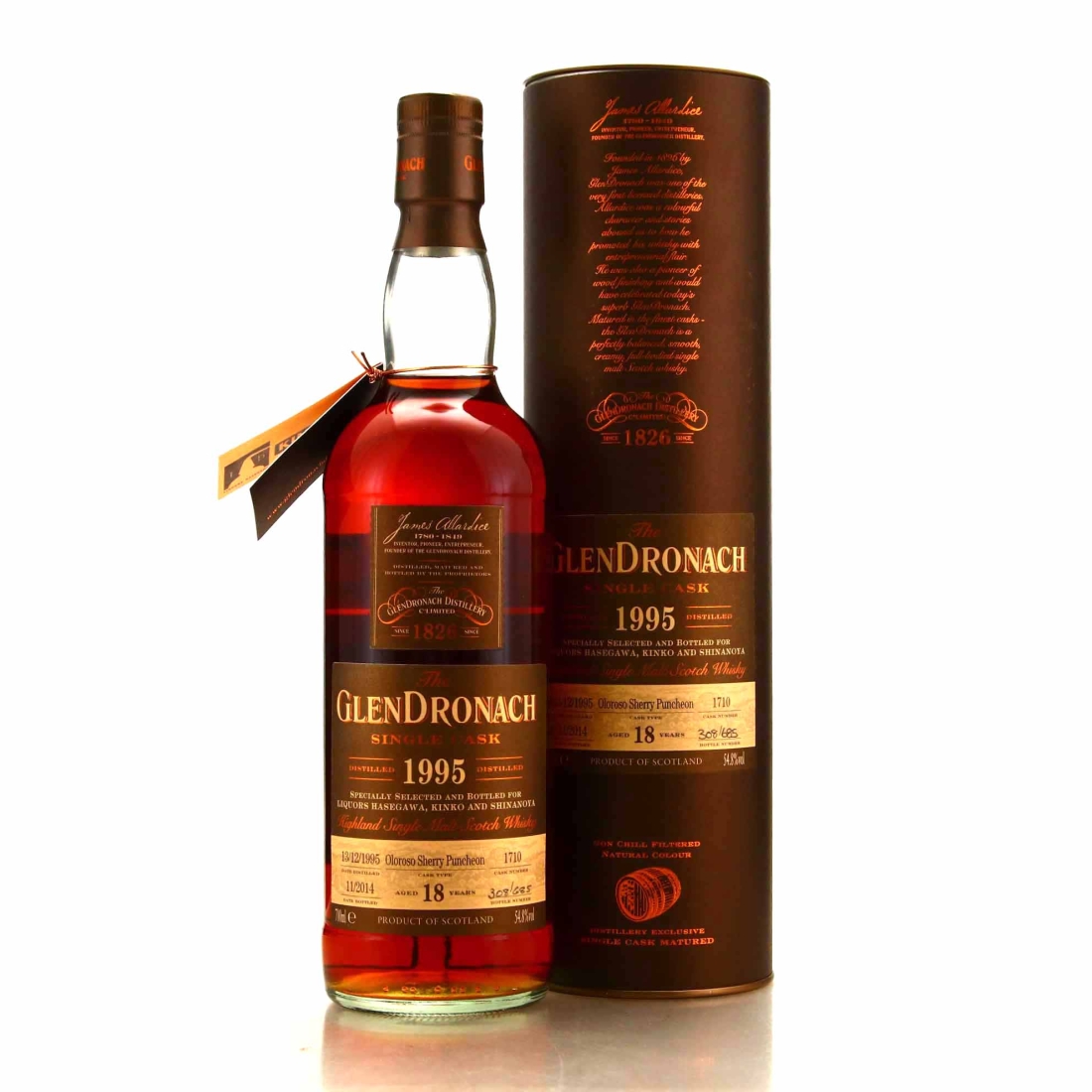 Glendronach 1995 Single Oloroso Cask 18 Year Old #1710 / Liquors Hasegawa, Kinko & Shinanoya