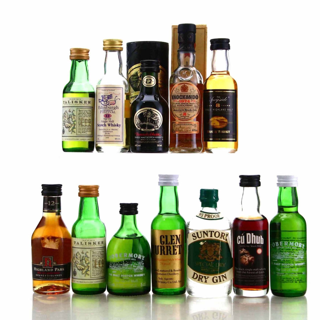 Scotch Whisky Miniature x 11 plus 1 Suntory Gin