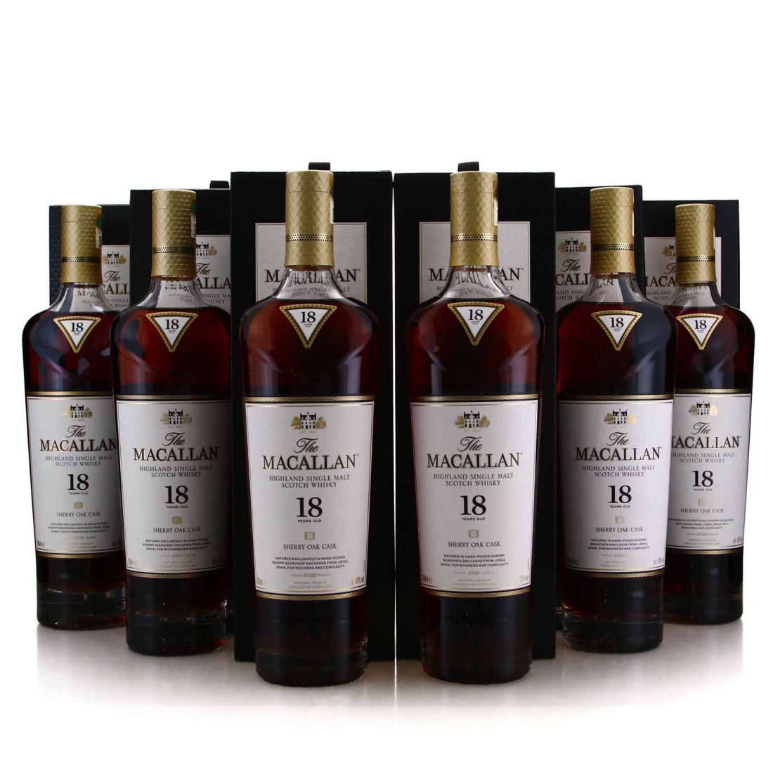 Macallan 18 Year Old Sherry Oak 2018 to 2023 Releases 6 x 70cl