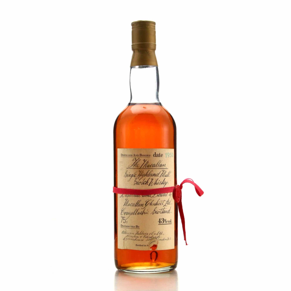 Macallan 1950 Handwritten Label / Atkinson Baldwin & Co