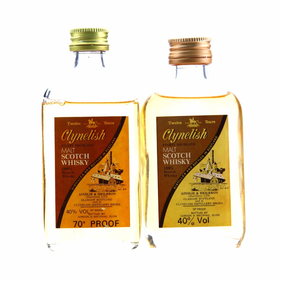 Clynelish 12 Year Old Ainslie & Heilbron Miniature 1970-80s x 2