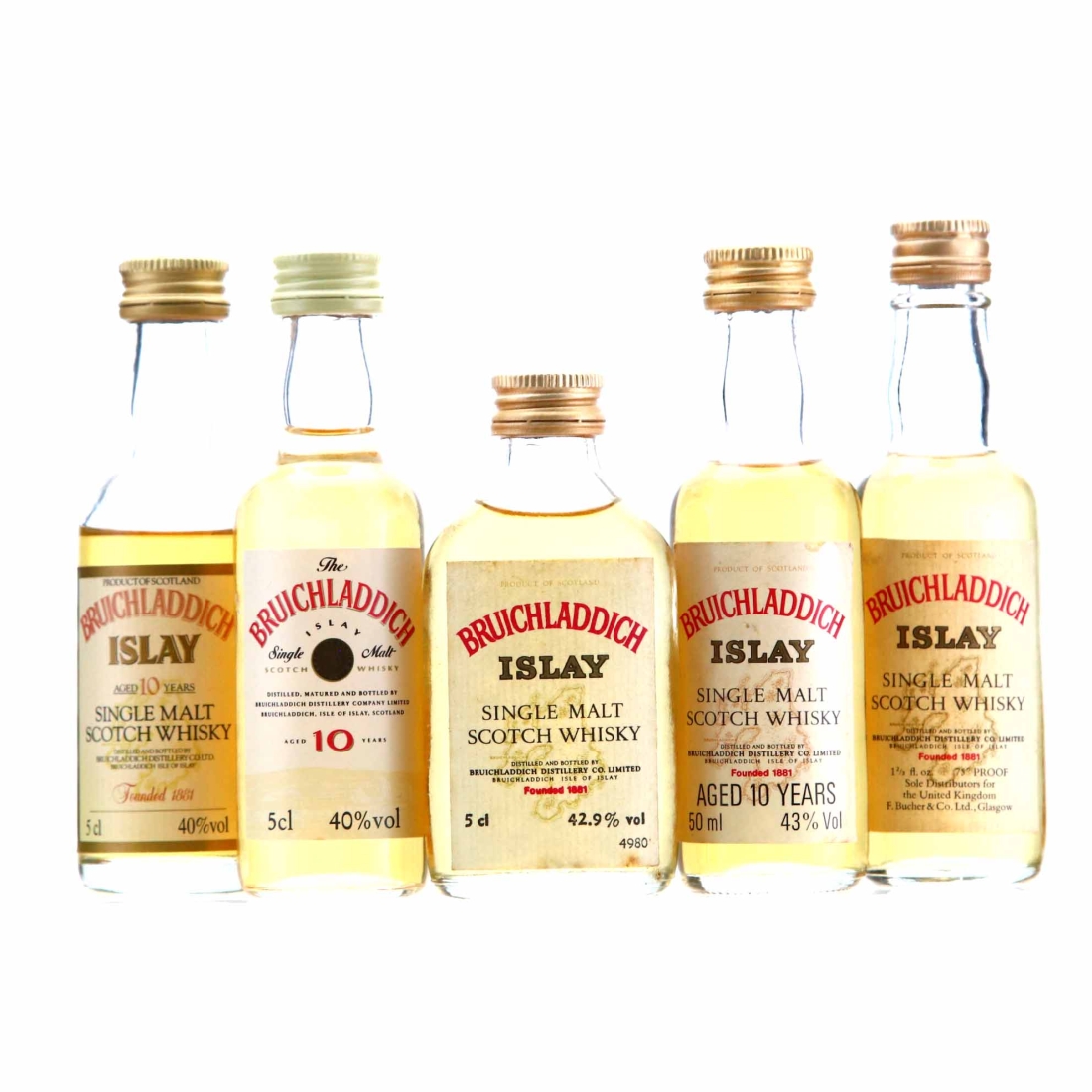 Bruichladdich Miniature 1970-90s x 5