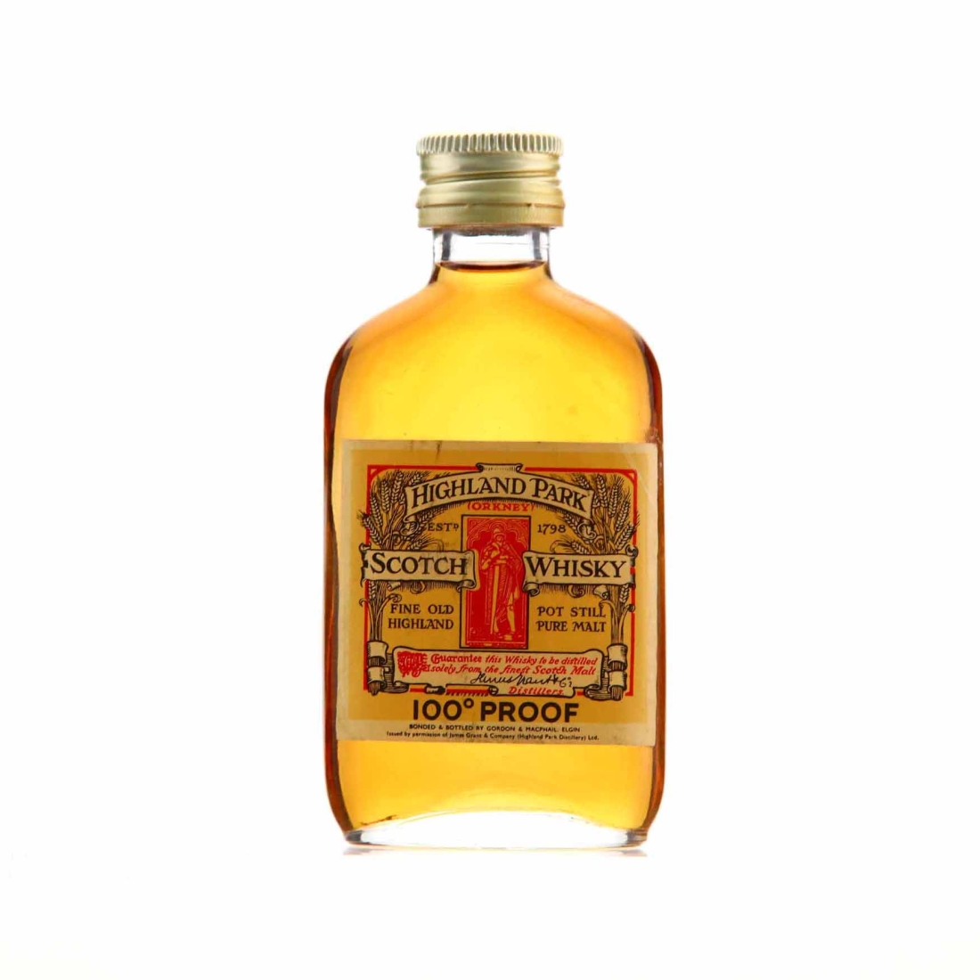 Highland Park Magnus Label 100 Proof Miniature 1970s