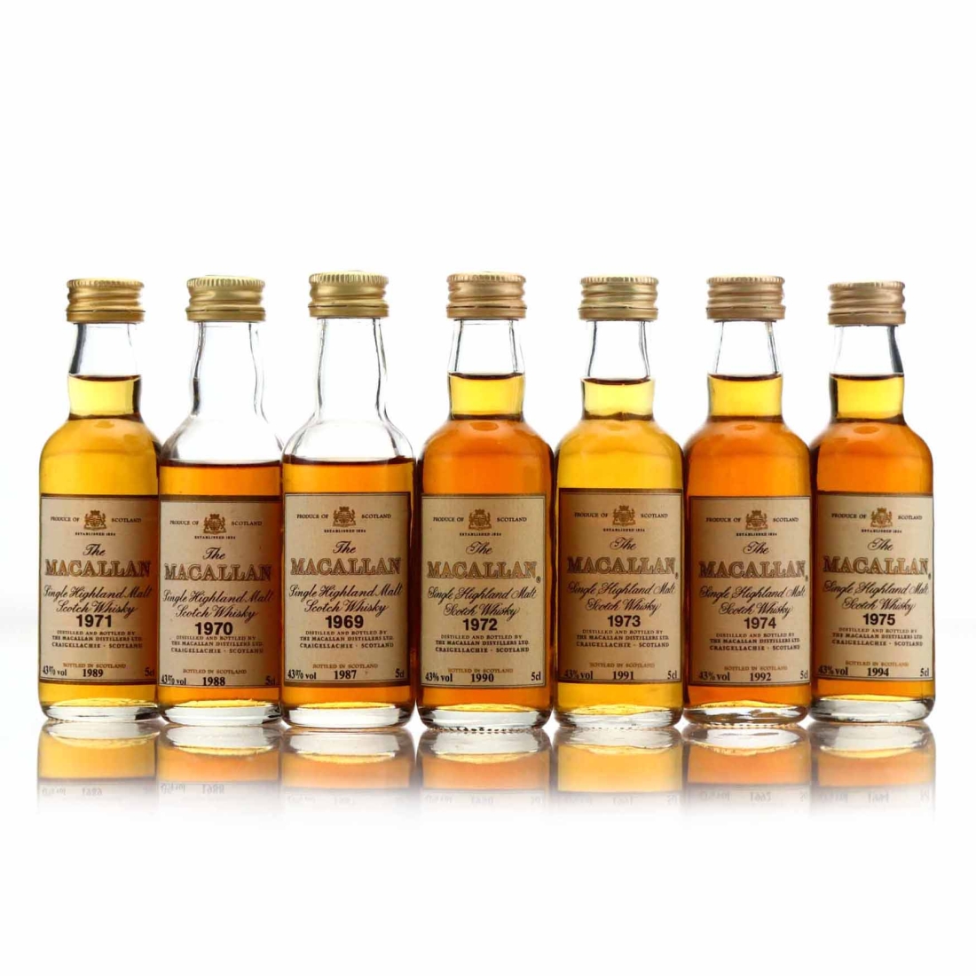 Macallan 1969-1975 18 Year Old Miniature x 7