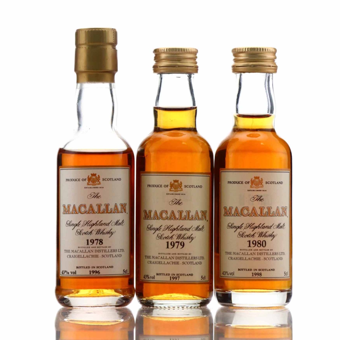Macallan 1978-1980 18 Year Old Miniature x 3