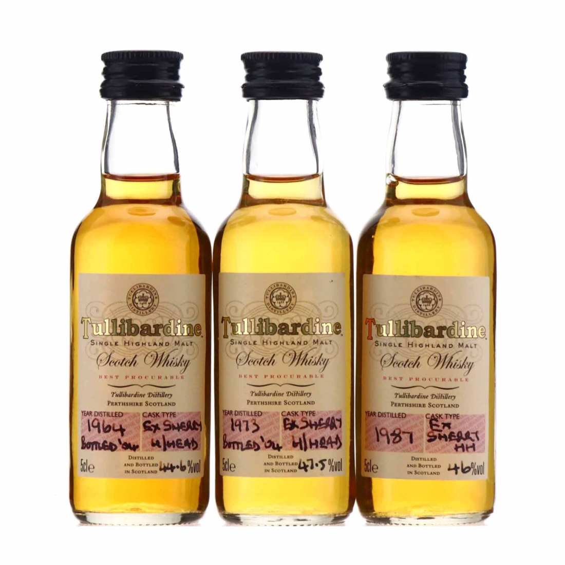 Tullibardine 1964-1987 Single Sherry Cask Miniature x 3