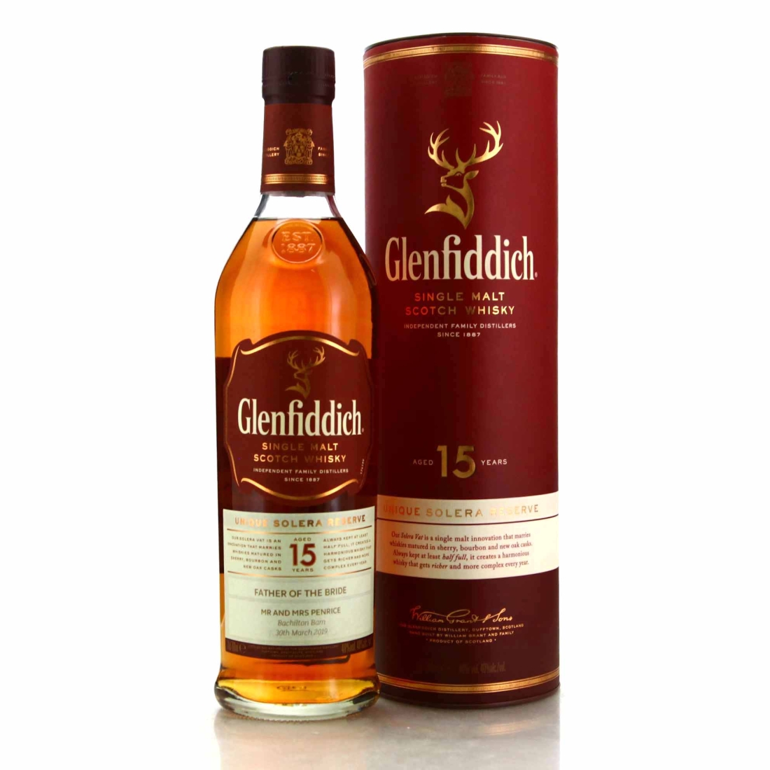 Glenfiddich 15 Year Old Unique Solera Reserve pre-2019 / Personalised Label