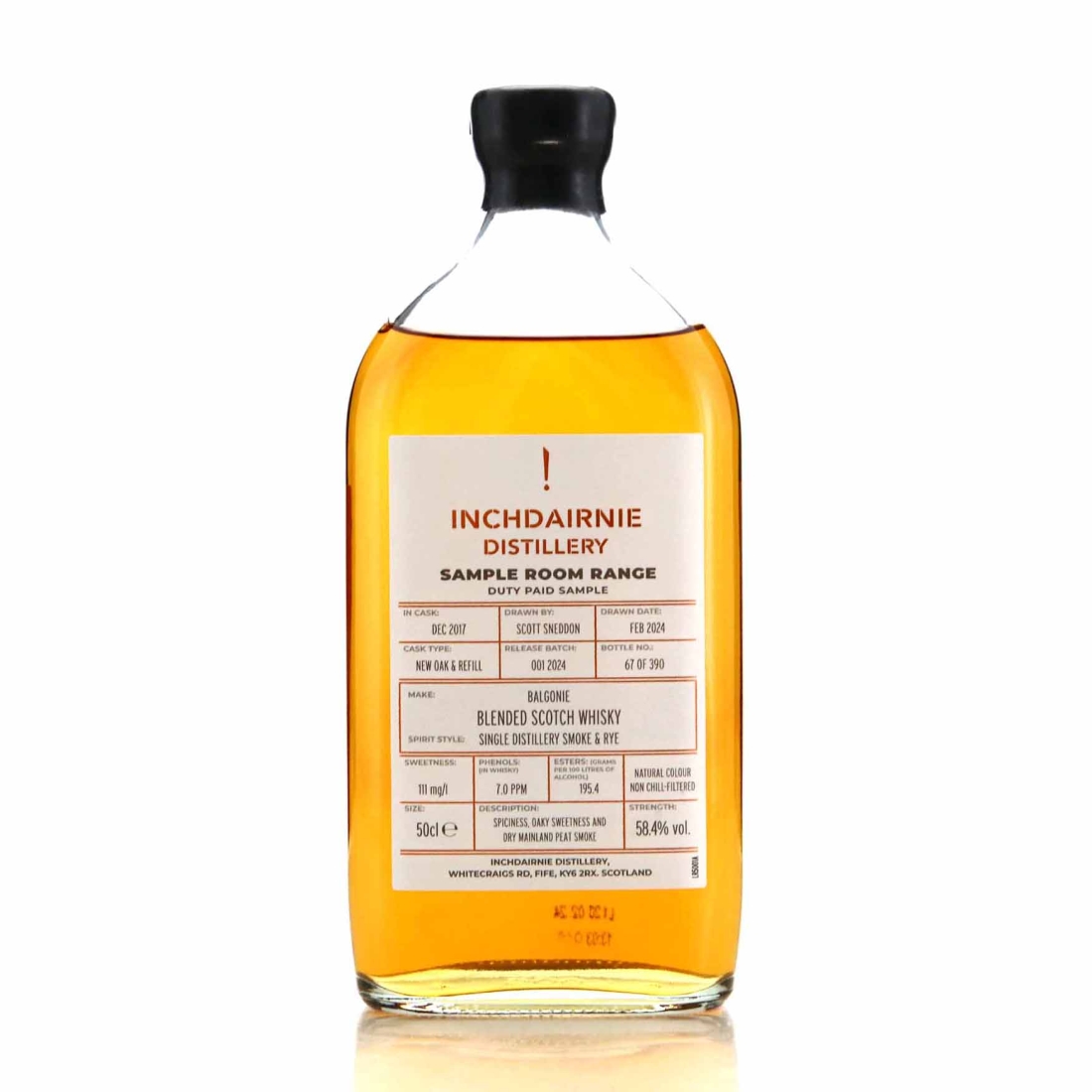 Inchdairnie  2017 Balgonie Single Blend 50cl / Sample Room Range