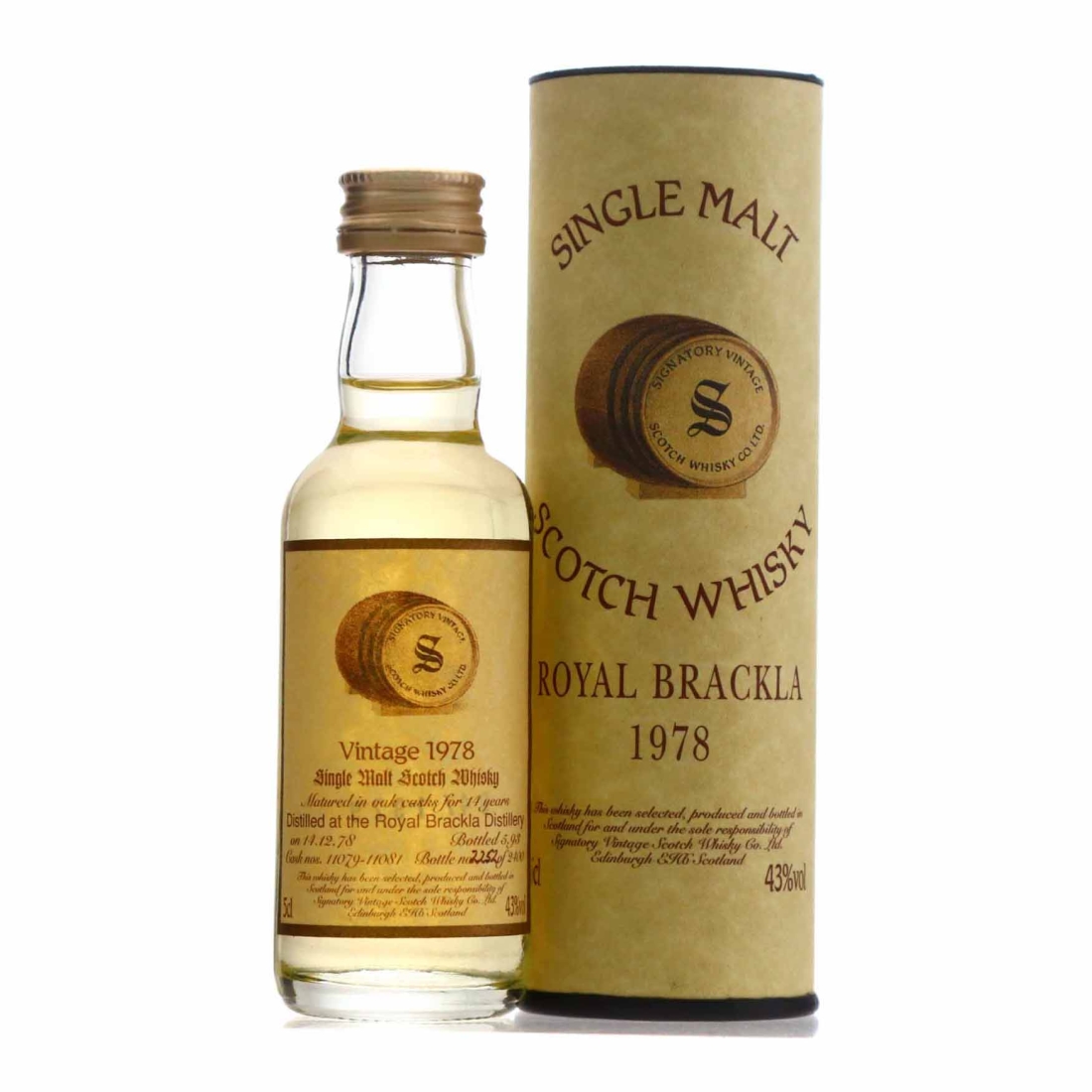 Royal Brackla 1978 Signatory Vintage 14 Year Old Miniature