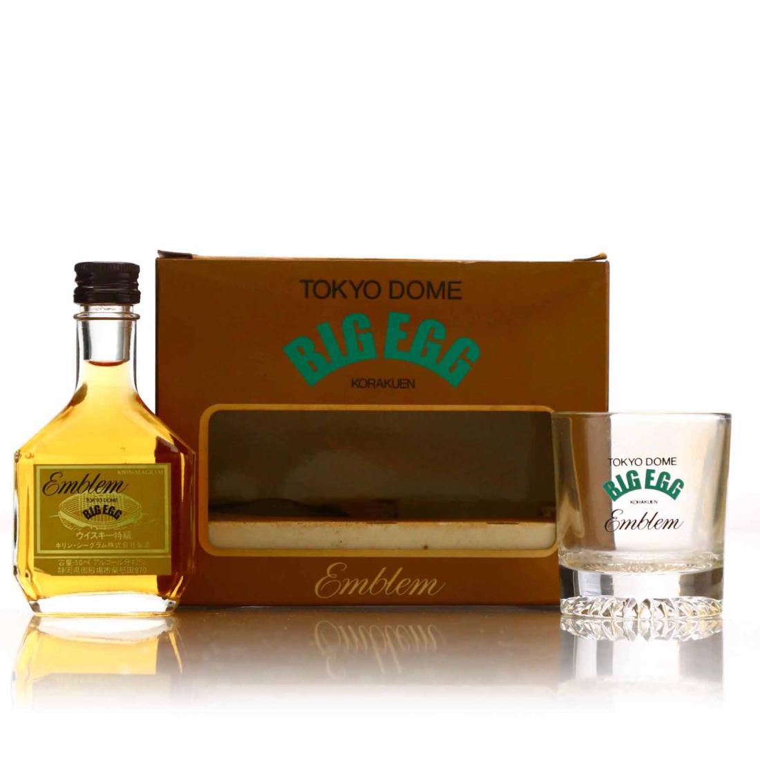 Kirin-Seagram Emblem Tokyo Dome Big Egg Gift Set Miniature Whisky