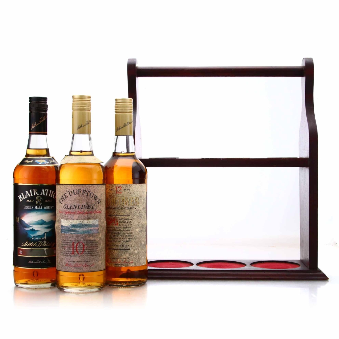 Arthur Bell and Sons Single Malt Selection 3 x 75cl 1980s / includes Display Stand