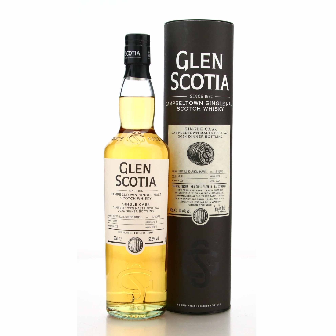 Glen Scotia 2018 Single Bourbon Cask 5 Year Old #3610 / Campbeltown Malts Festival 2024 Dinner Bottling