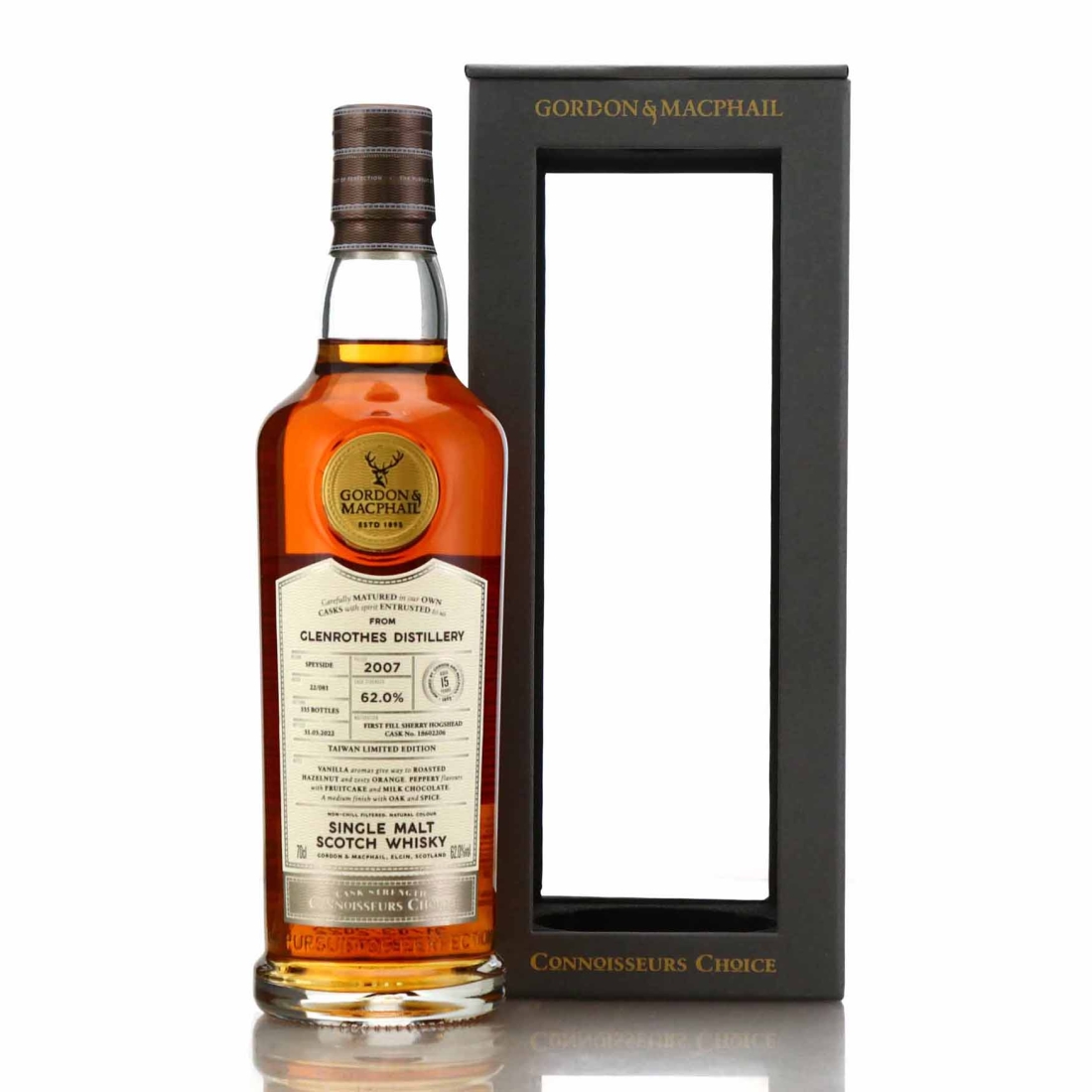 Glenrothes 2007 Gordon and MacPhail 15 Year Old Batch #22/081 / Taiwan