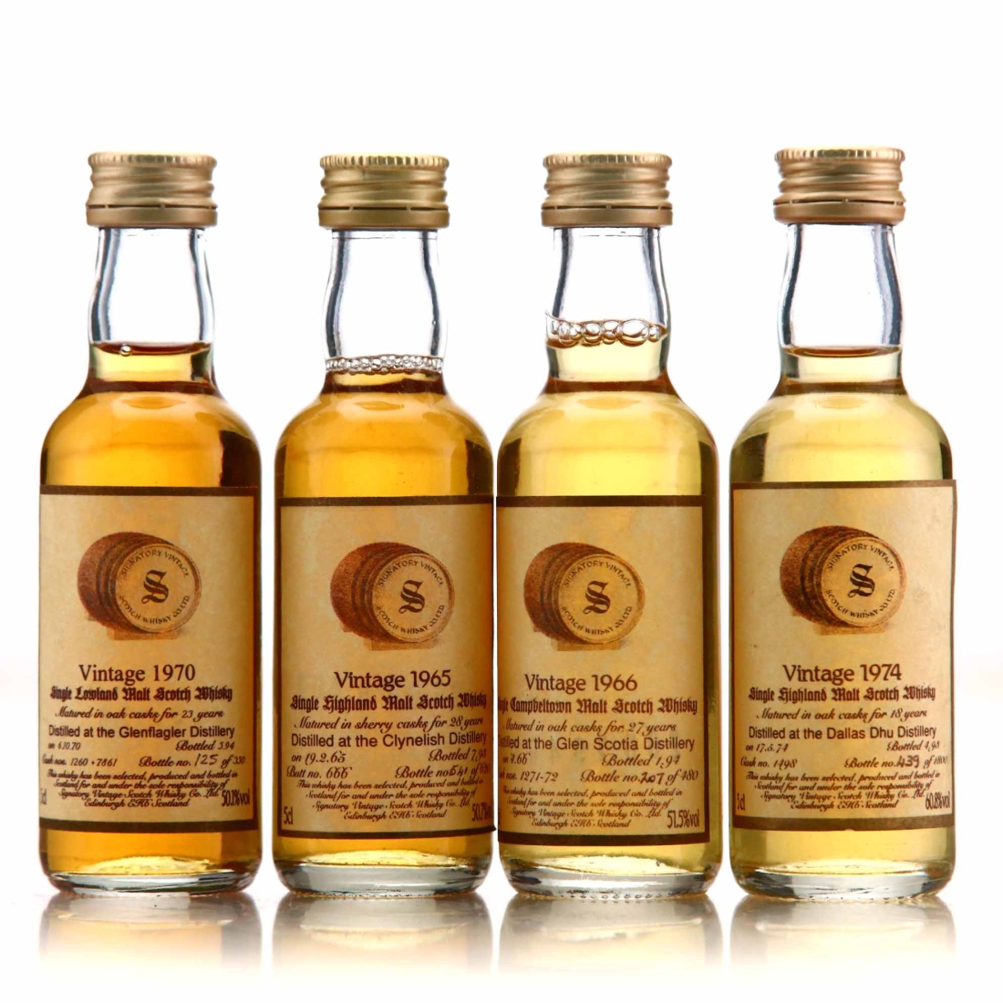 Signatory Vintage Cask Strength Miniature x 4 / includes Clynelish 1965