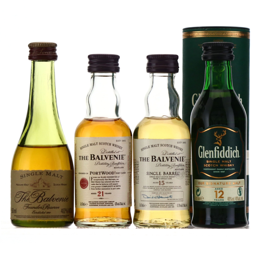 Speyside Single Malt Miniature x 4 / includes Balvenie x 3