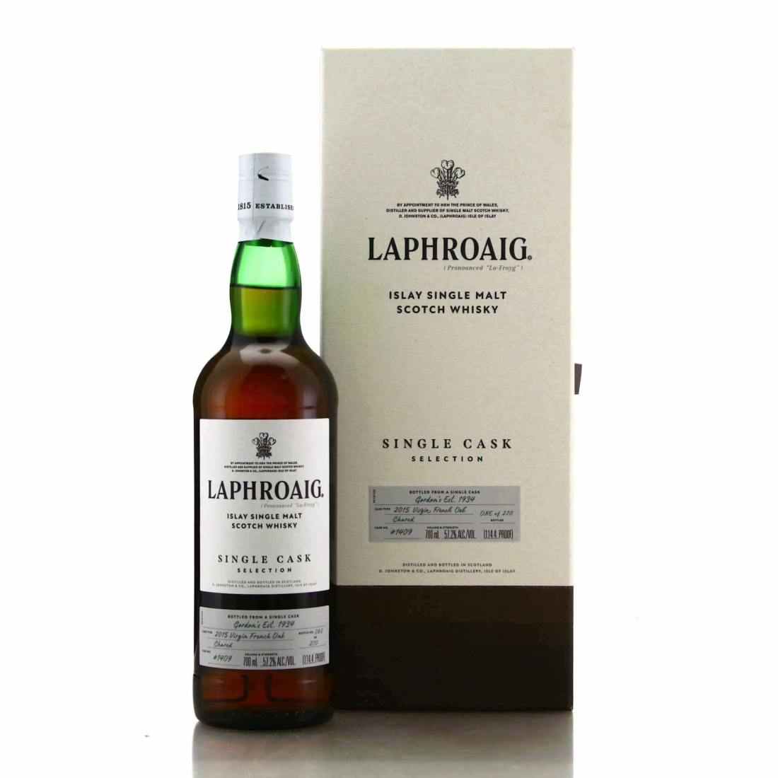 Laphroaig 2015 Single Virgin Cask #1409 / Gordon's Est. 1934