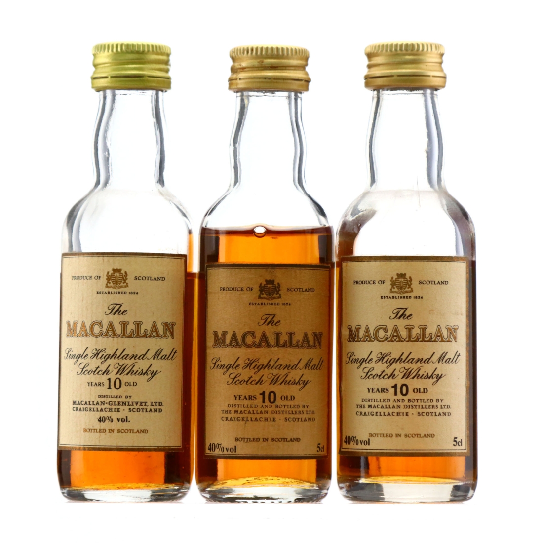 Macallan 10 Year Old Miniature x 3 1990s