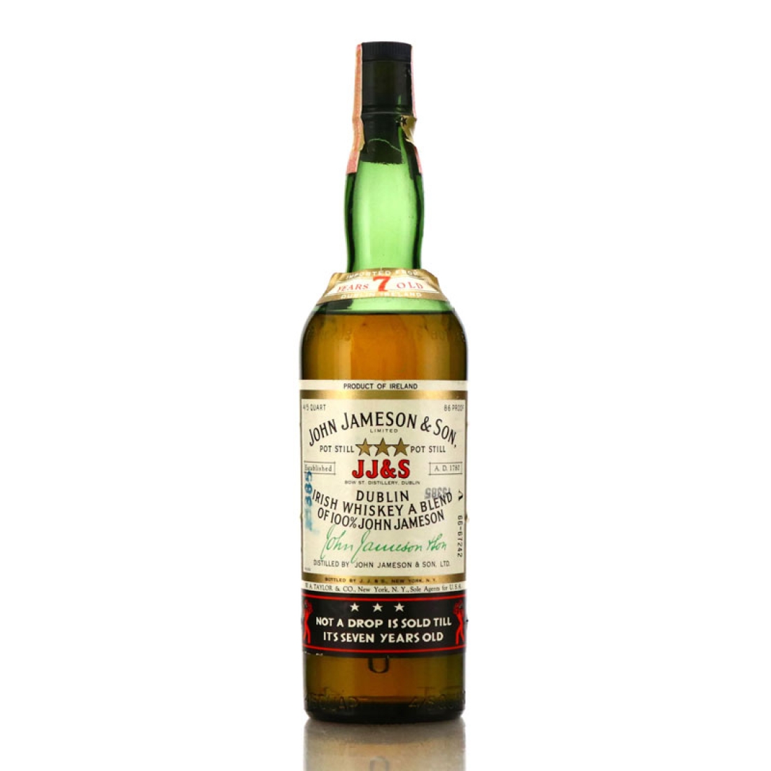 John Jameson and Son 3 Star 7 Year Old 1960s / W.A. Taylor & Co, US
