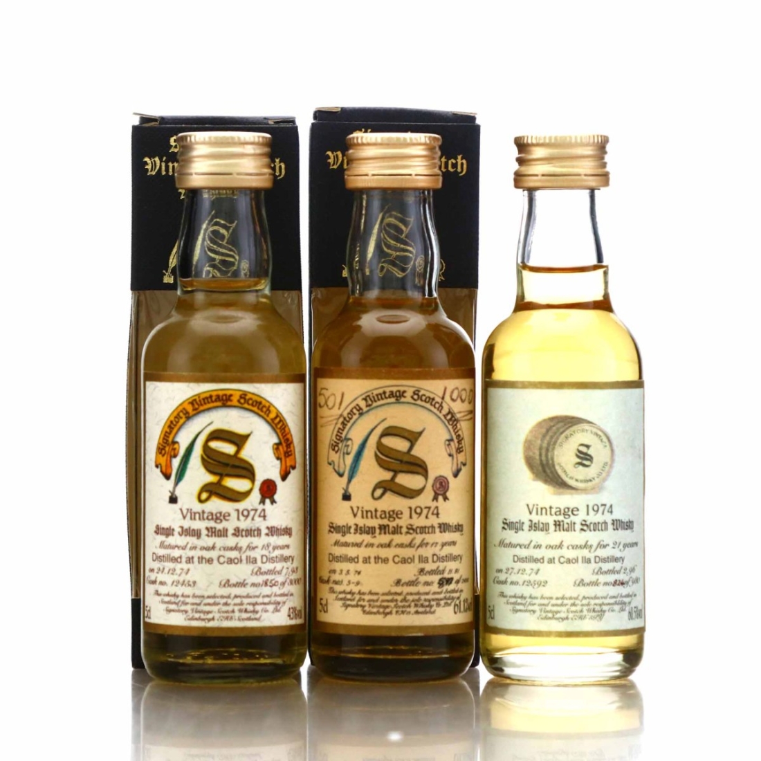 Caol Ila 1974 Signatory Vintage Miniature x 3