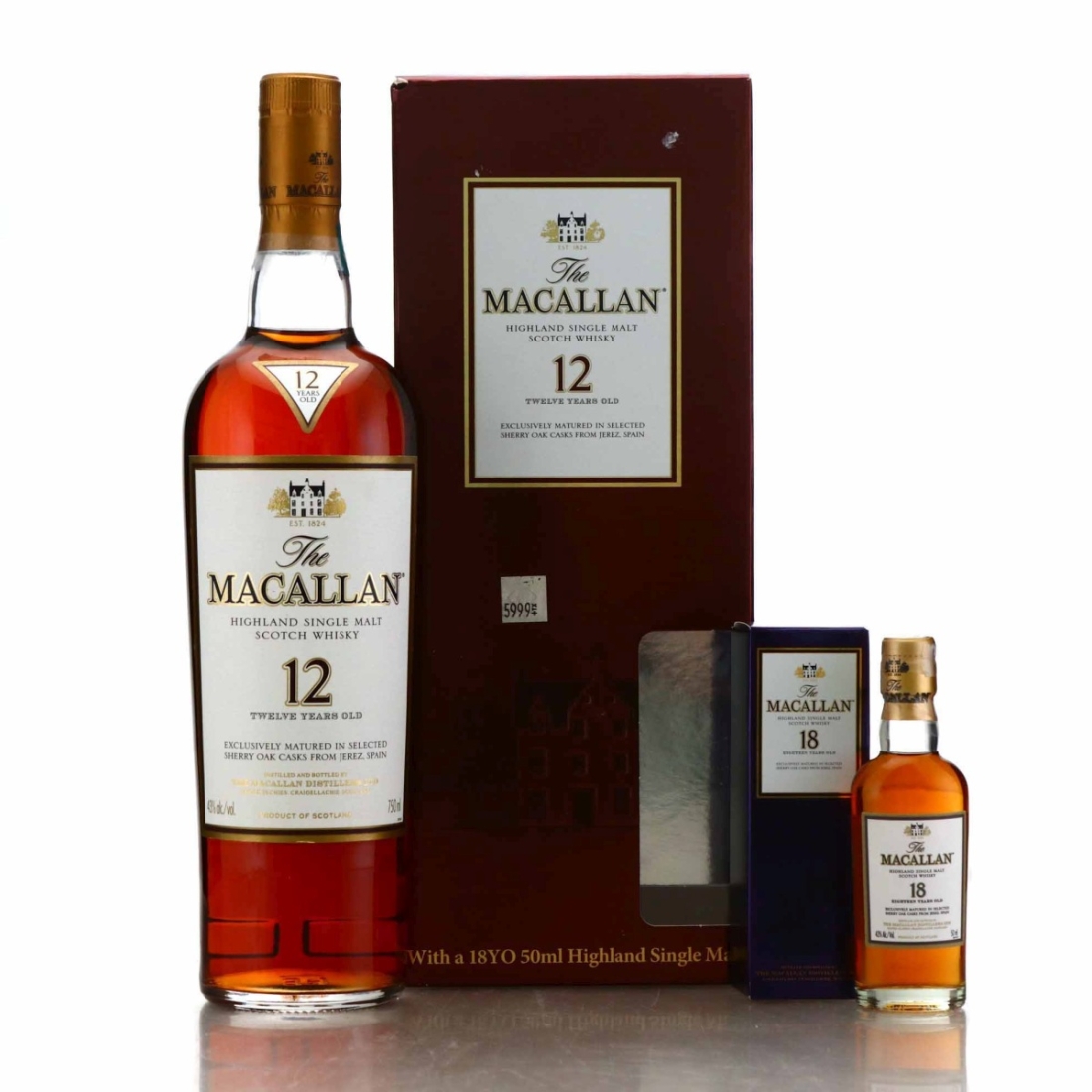 Macallan 12 Year Old 75cl pre-2018 Gift Pack with 18 Year Old Miniature