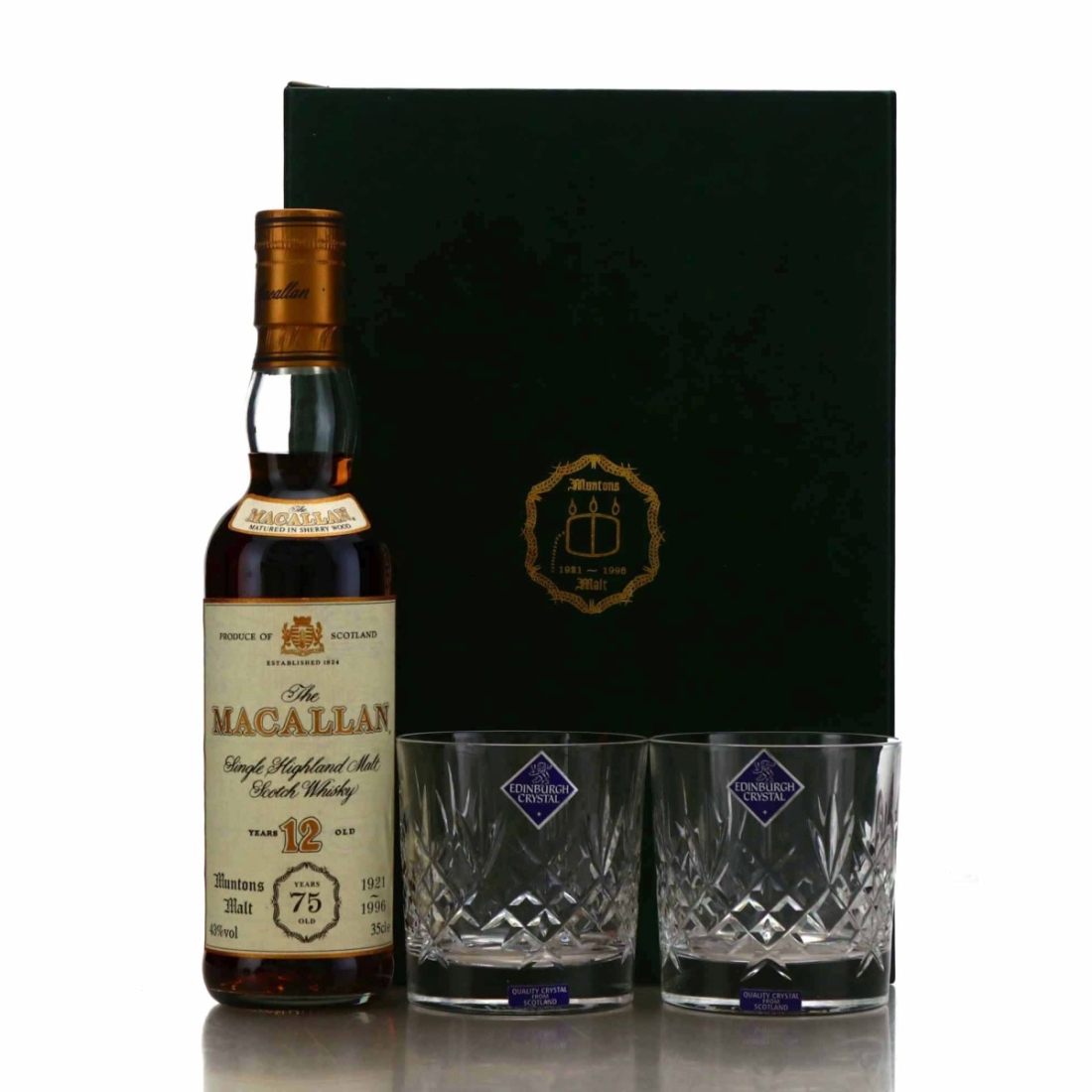 Macallan 12 Year Old 35cl Gift Pack 1990s / Muntons Malt 75th Anniversary