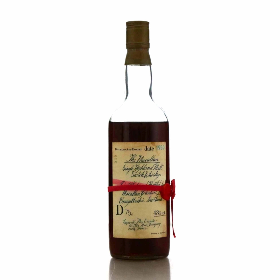 Macallan 1950 Handwritten Label / Corade Import