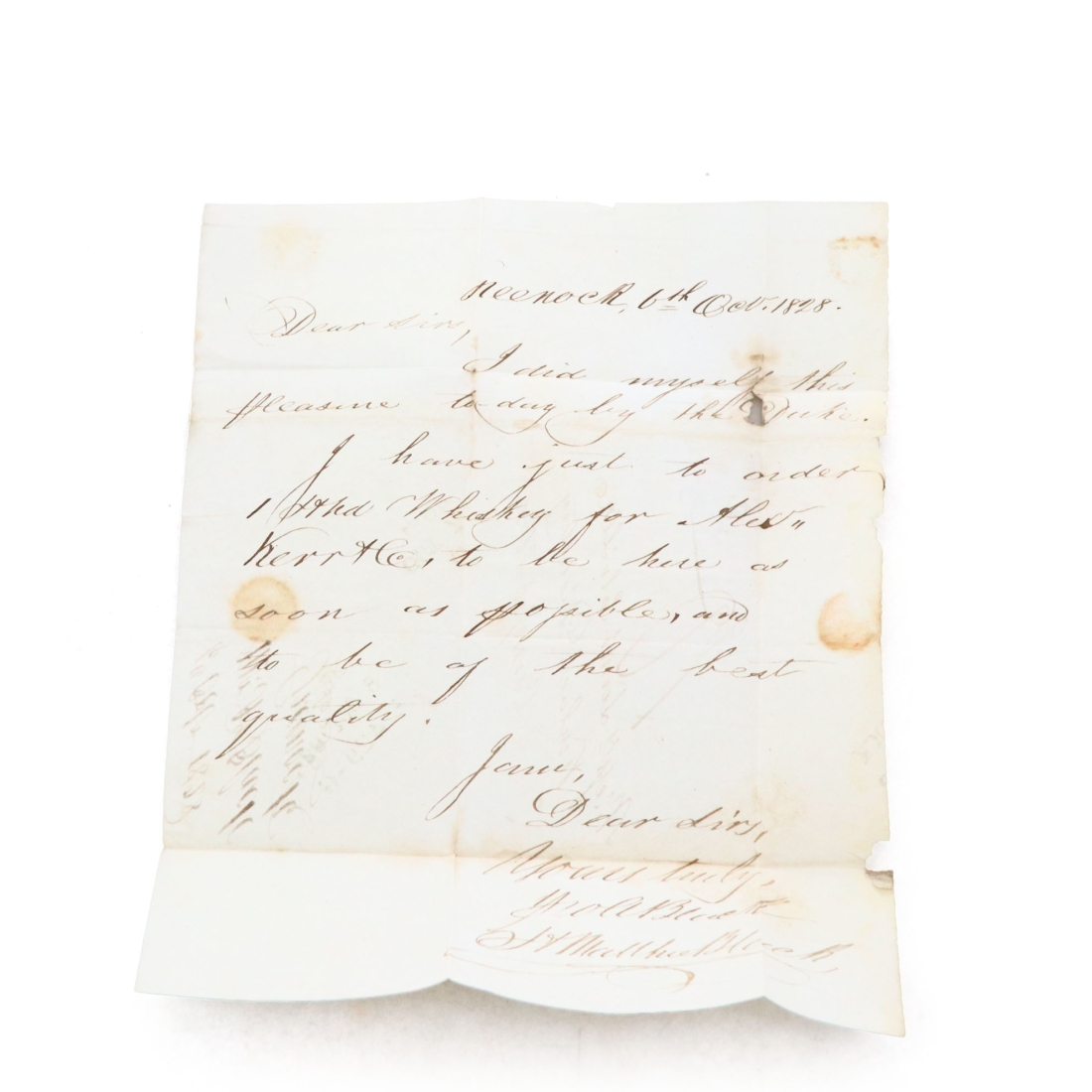 Kinloch Distillery Letter 1828