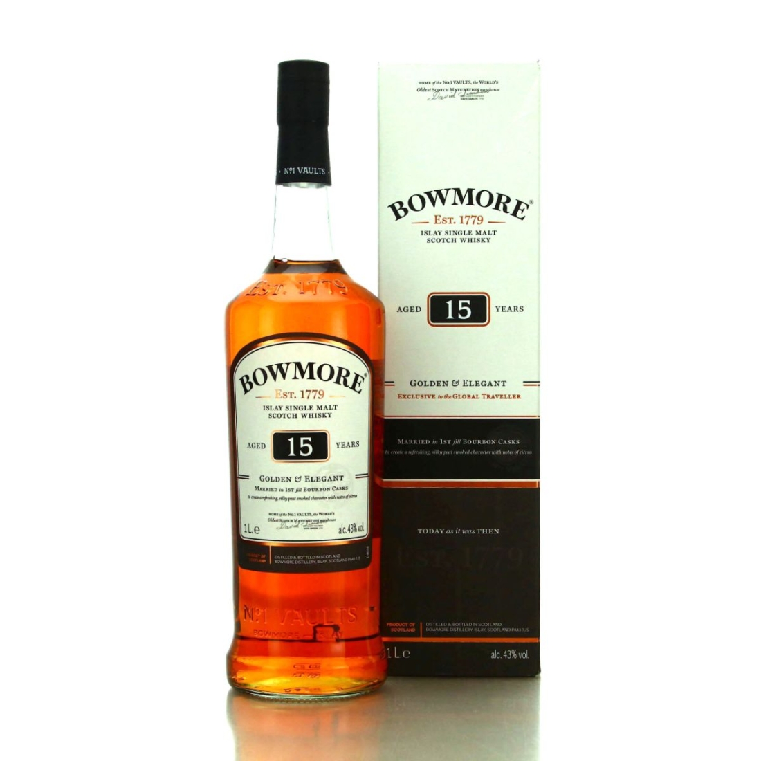 Bowmore 15 Year Old Golden and Elegant 1 Litre