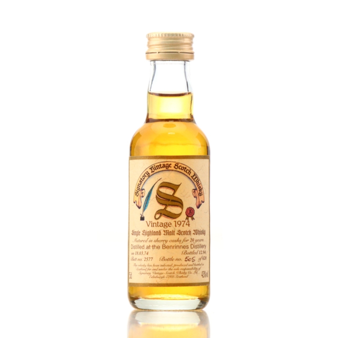Benrinnes 1974 Signatory Vintage 20 Year Old Miniature