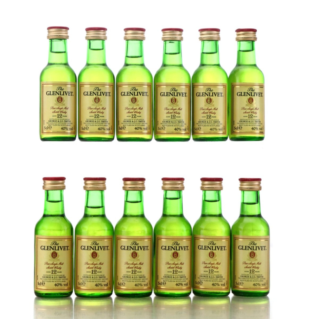Glenlivet 12 Year Old Miniature x 10 1990s / Case