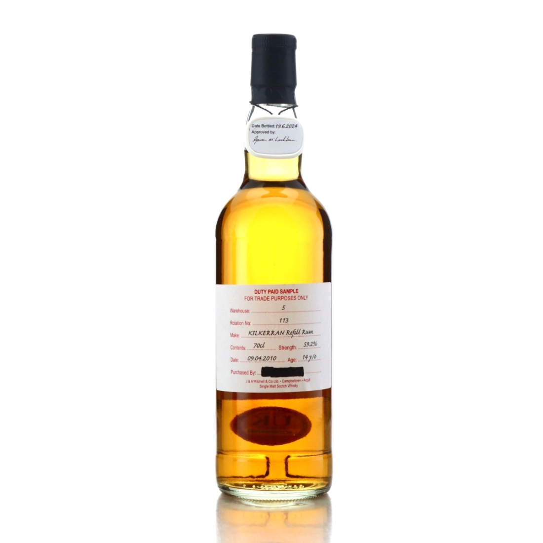 Kilkerran 2010 Duty Paid Sample 14 Year Old / Refill Rum