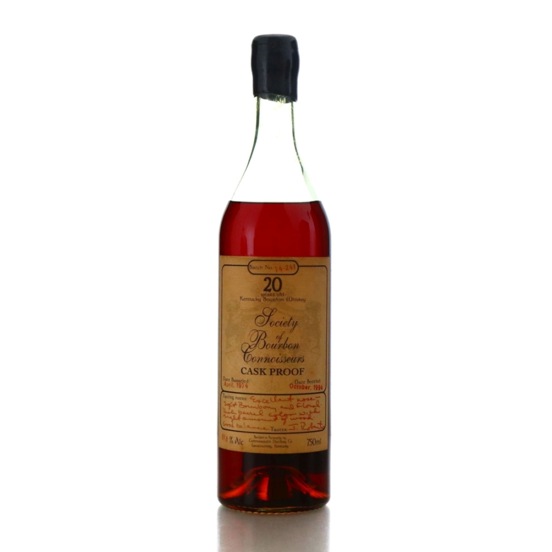 Society of Bourbon Connoisseurs 1974 Cask Proof 20 Year Old #74-241