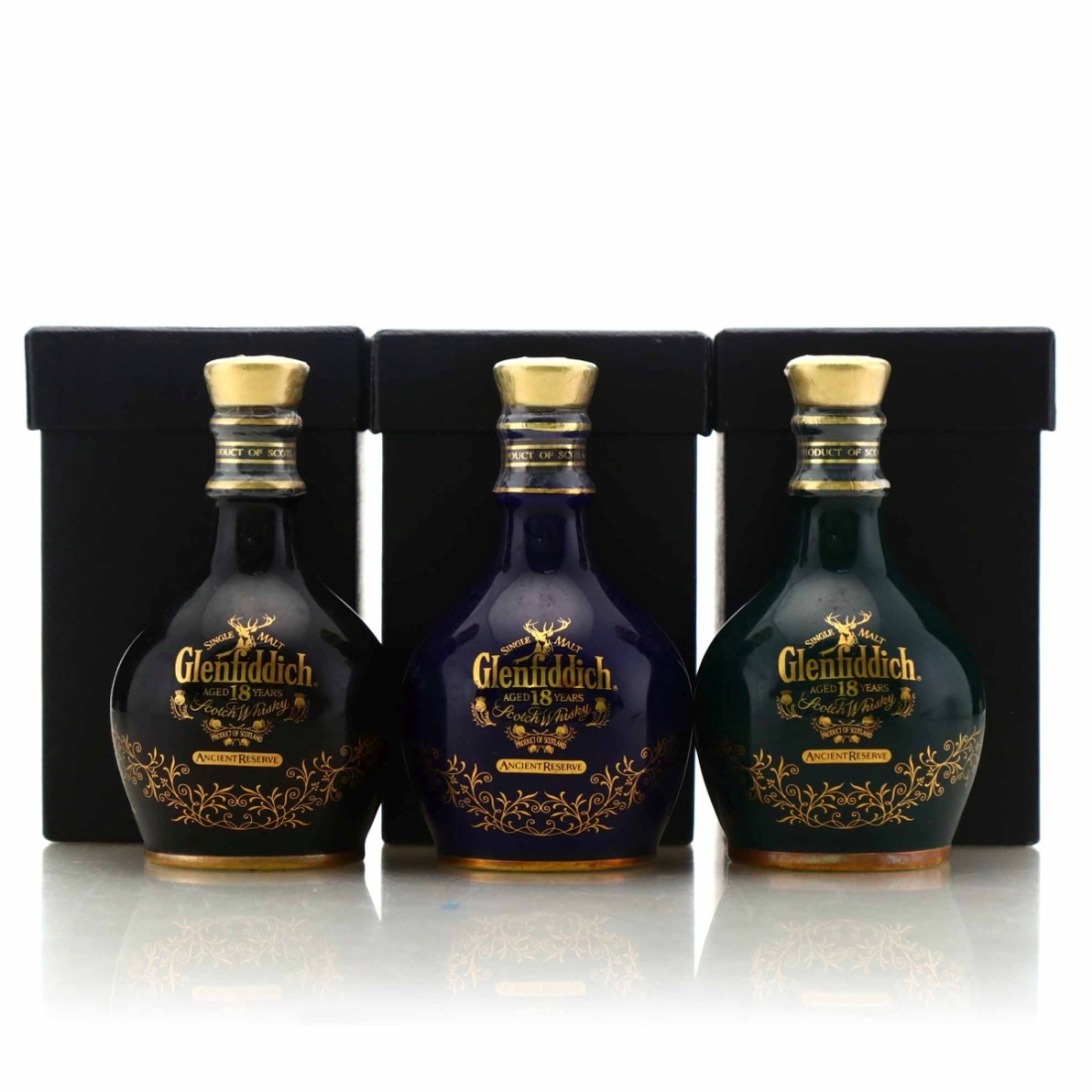 Glenfiddich 18 Year Old Ancient Reserve Decanter Miniature x 3