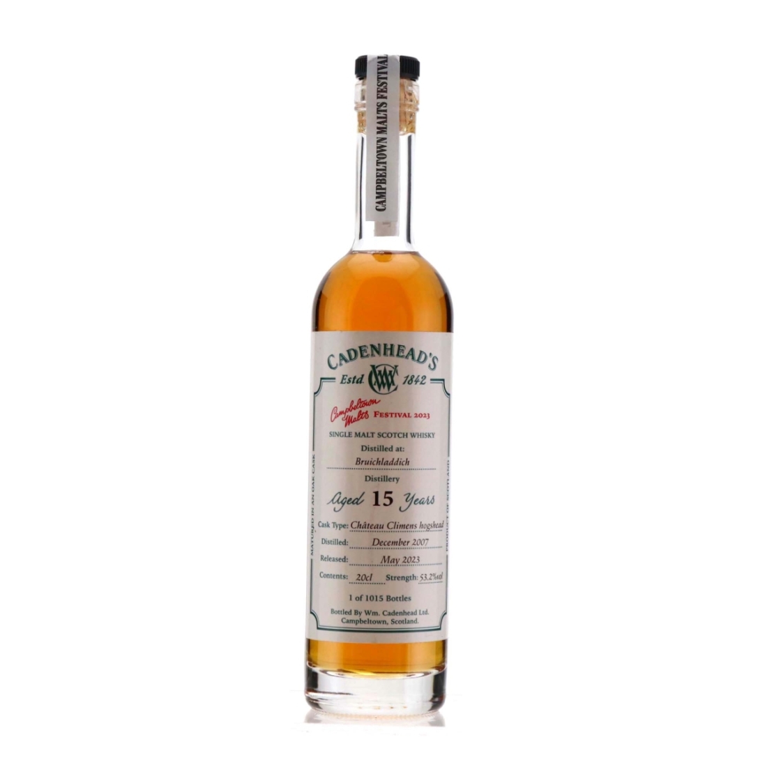 Bruichladdich 2007 Cadenhead's 15 Year Old 20cl / Campbeltown Festival 2023