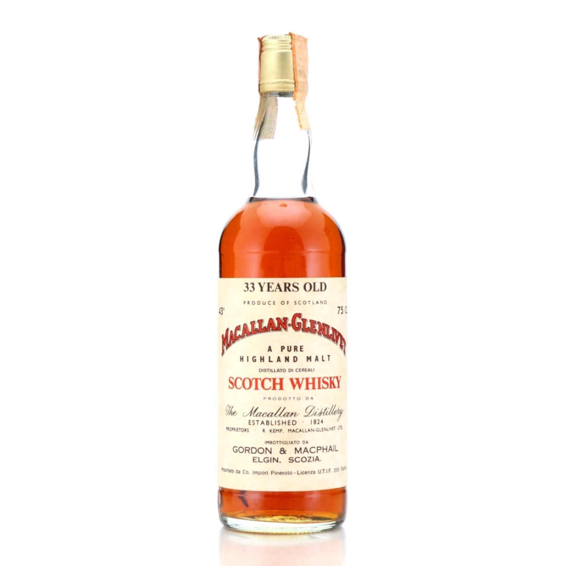 Macallan 33 Year Old Gordon and MacPhail 1970s / Co. Pinerolo Import