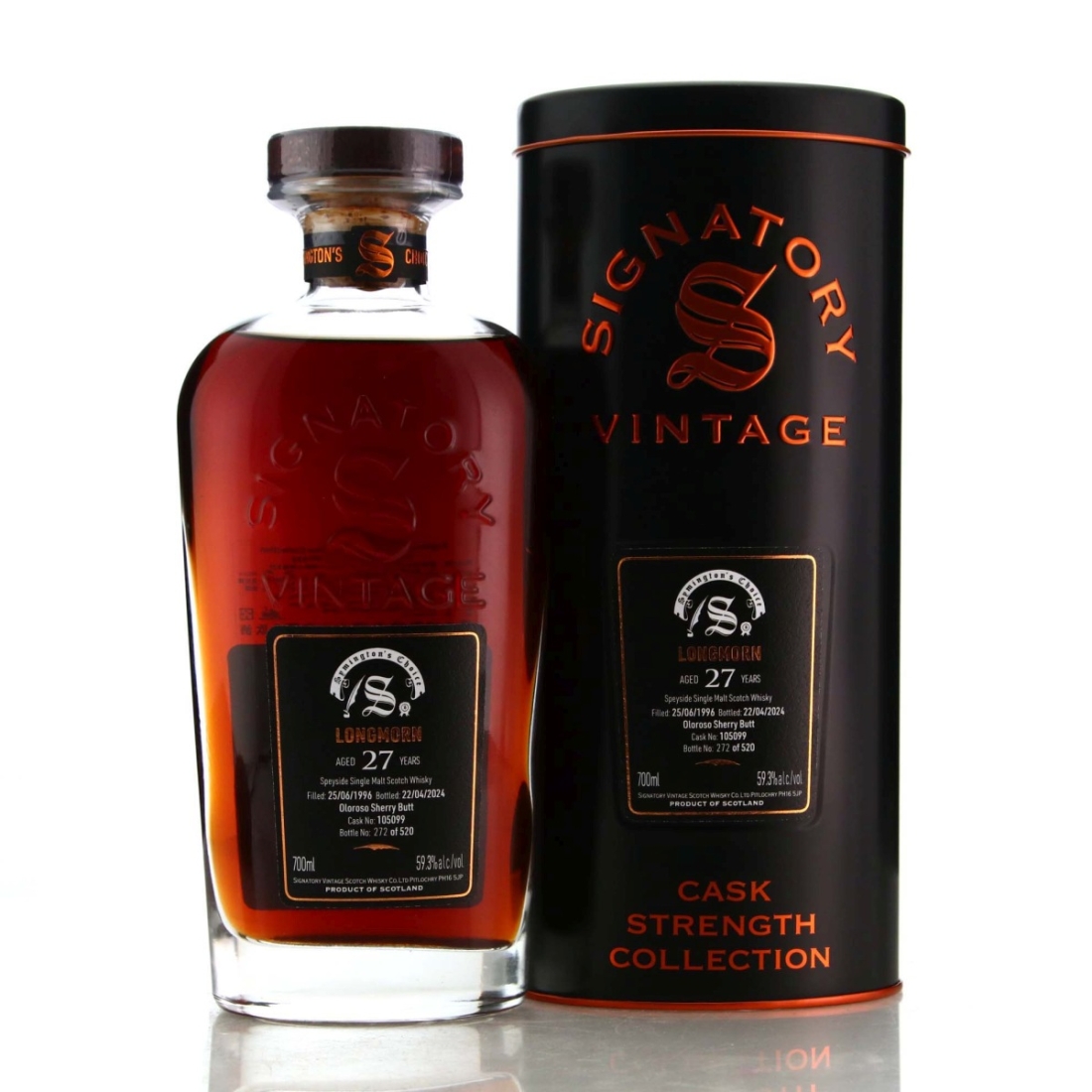 Longmorn 1996 Signatory Vintage 27 Year Old Cask Strength / Symington's Choice