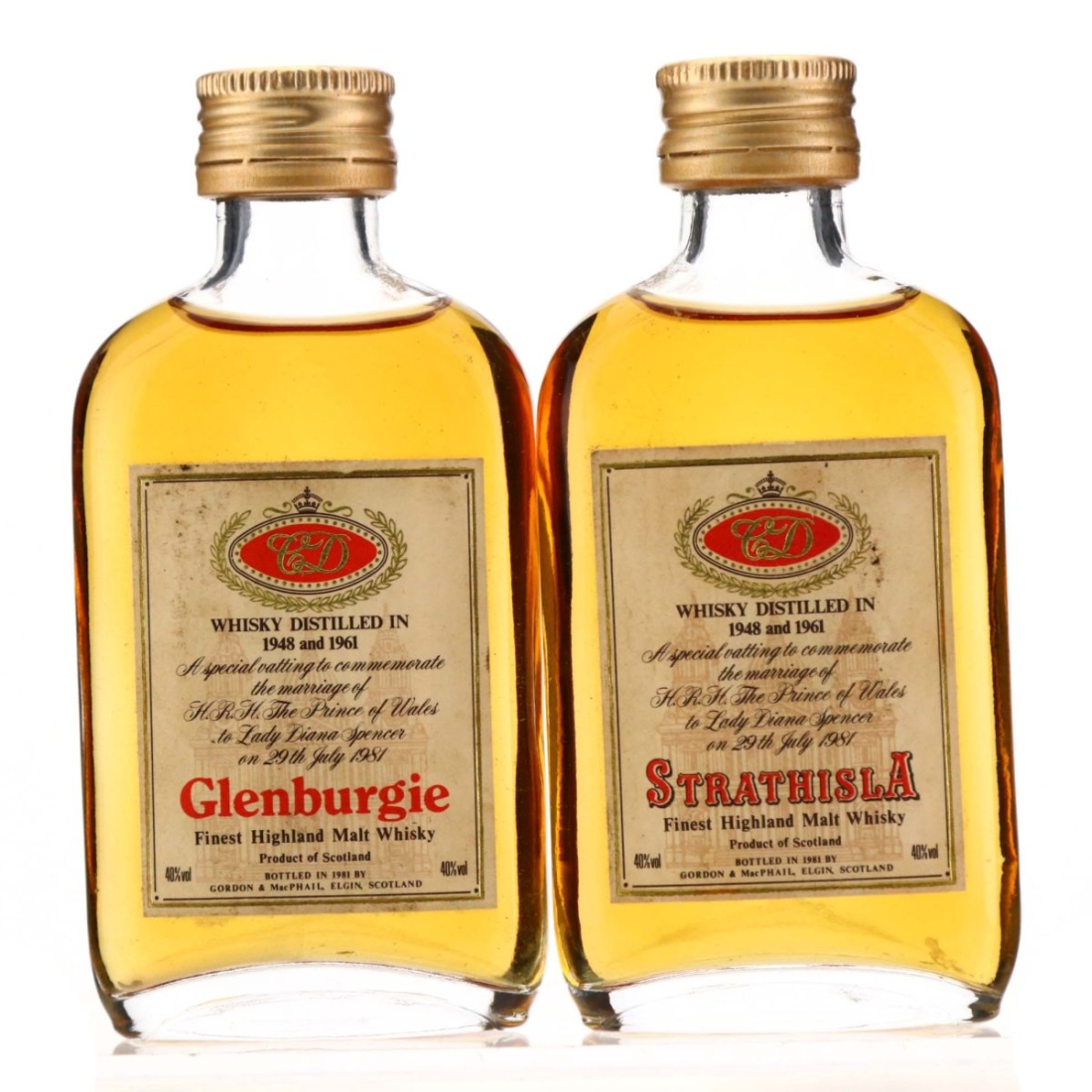 Strathisla & Glenburgie 1948/1961 Gordon and MacPhail Royal Marriage Miniature x 2