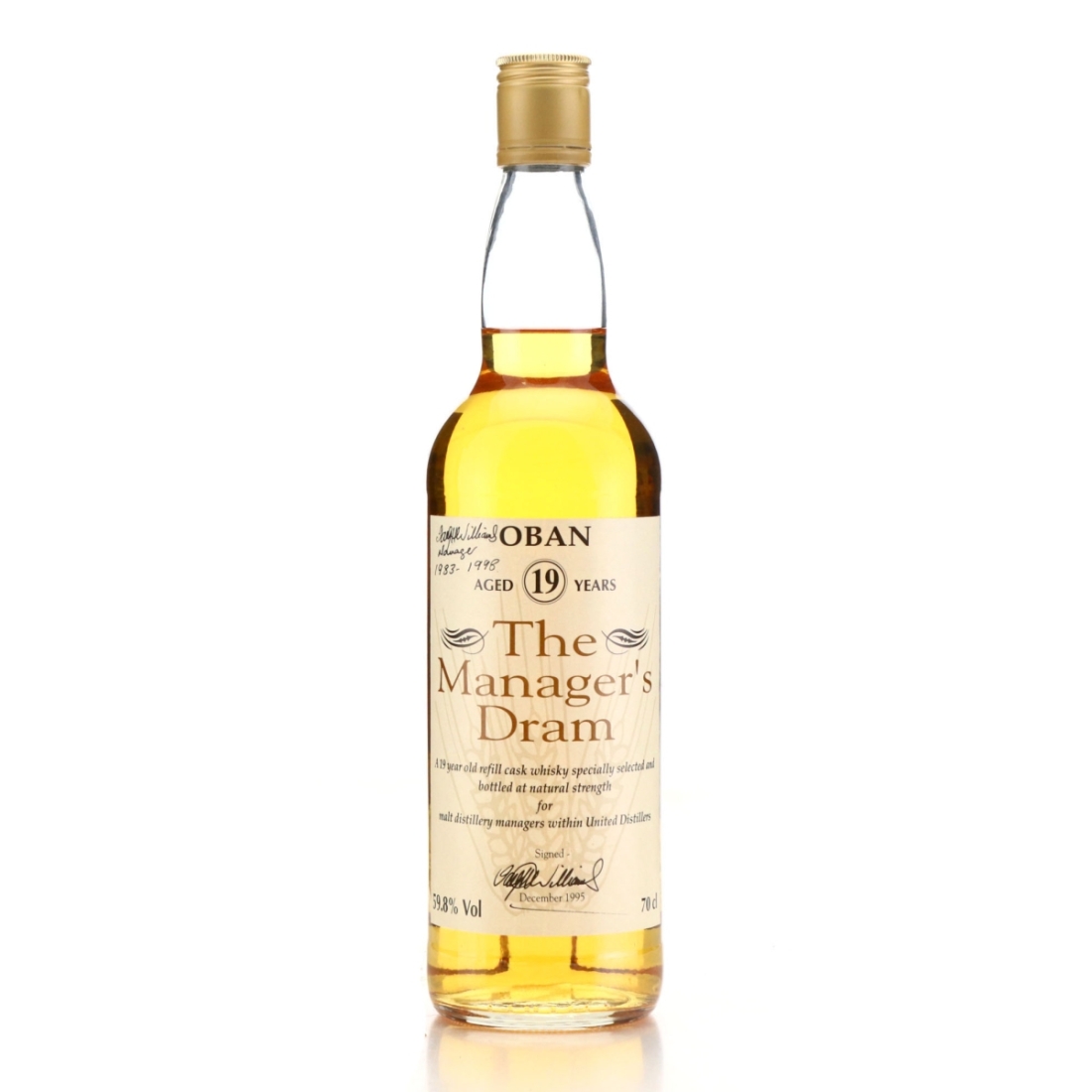 Oban 19 Year Old Manager's Dram 1995 - Signed