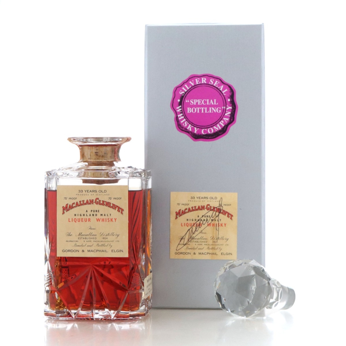 Macallan 33 Year Old Gordon and MacPhail Decanter with additional Signed Label