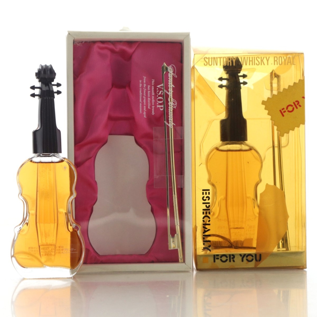 Suntory Whisky and Brandy Violin Miniature x 2
