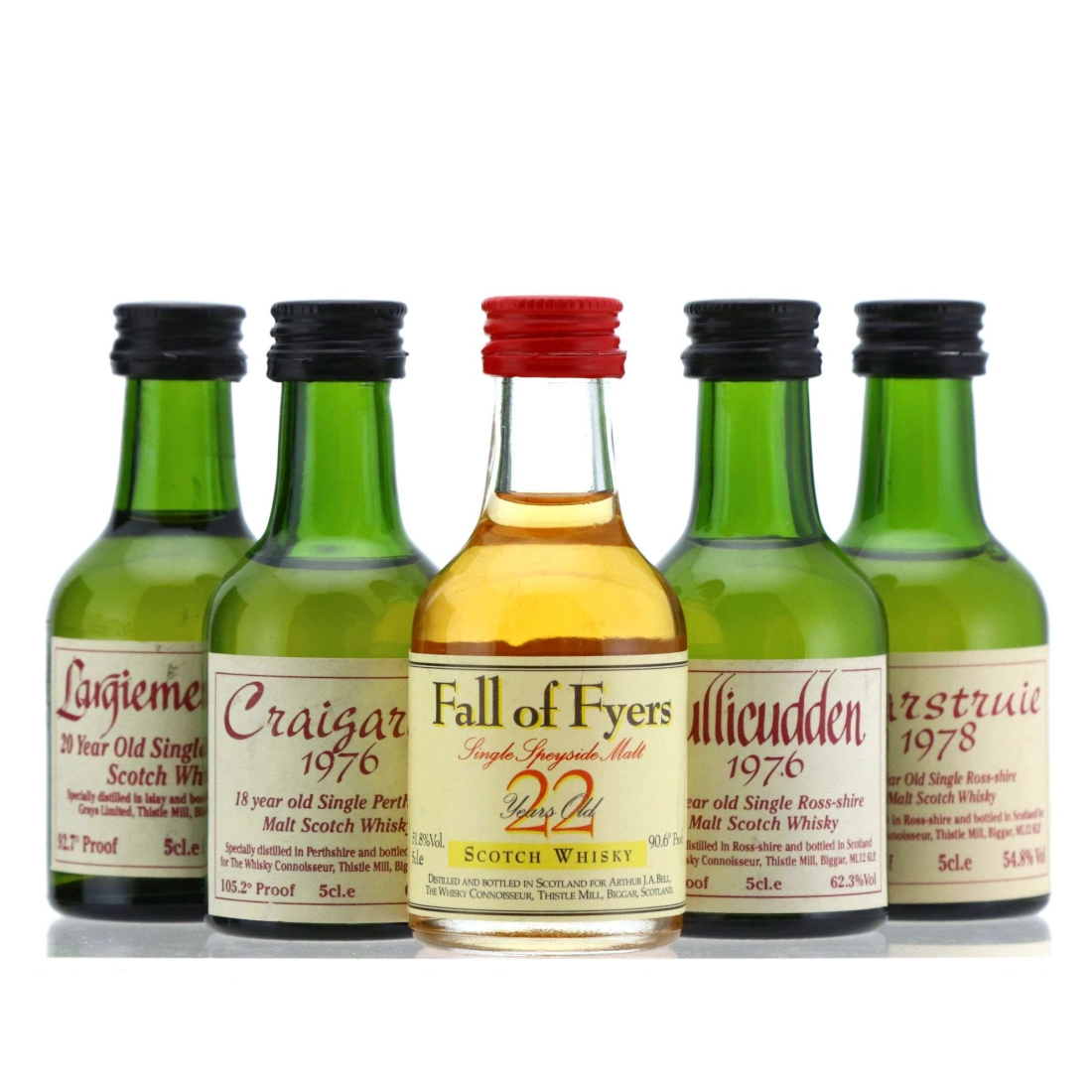 Whisky Connoisseur Miniature x 5 / includes Bowmore 'Largiemeanoch'