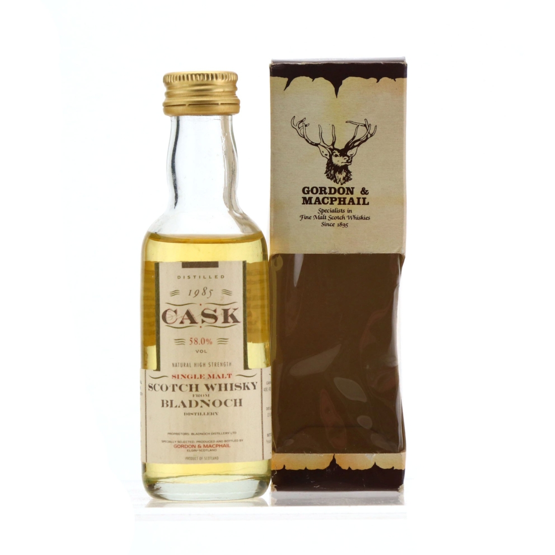 Bladnoch 1985 Gordon and MacPhail Cask Strength Miniature bottled 1995
