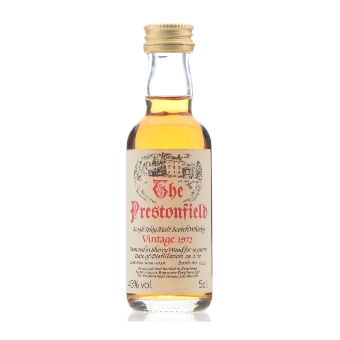 Bowmore 1972 The Prestonfield 16 Year Old Sherry Wood Miniature