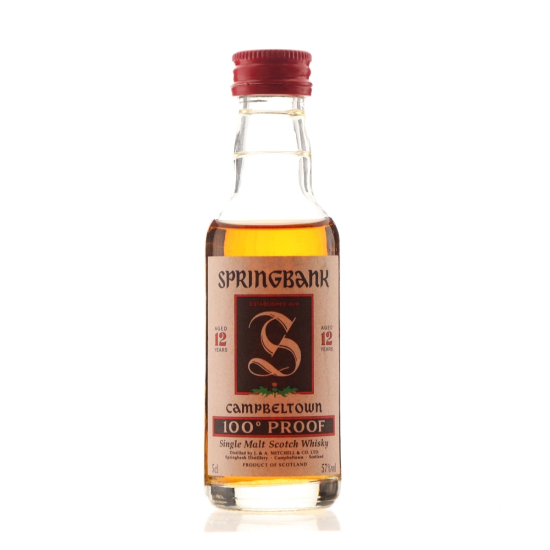 Springbank 12 Year Old Green Thistle 100 Proof Miniature 1990s