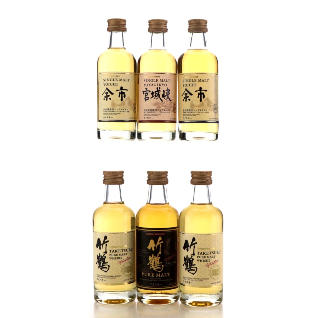 Nikka Single Malt & Pure Malt Miniature x 6