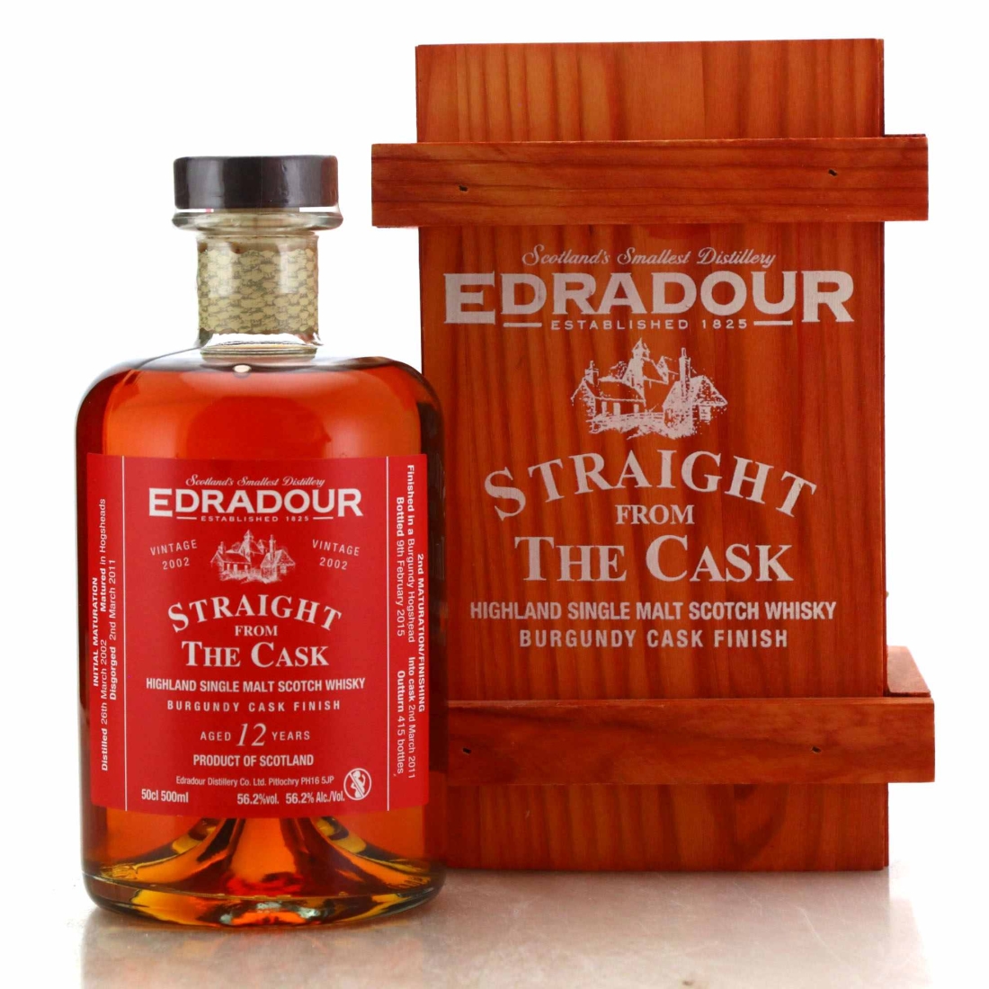 Edradour 2002 Straight from the Cask 12 Year Old Burgundy Finish 50cl